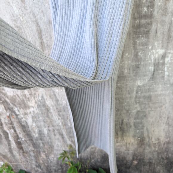 FRAME Denim Heather Grey Ribbed Knit Stretch Midi Women's Small MinimalistLuxe - Picture 2 of 8